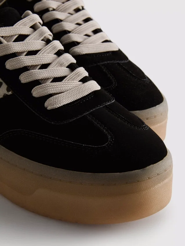 Leopard print chunky gum sole sneakers