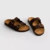 Leopard-print double-strap footbed sandals