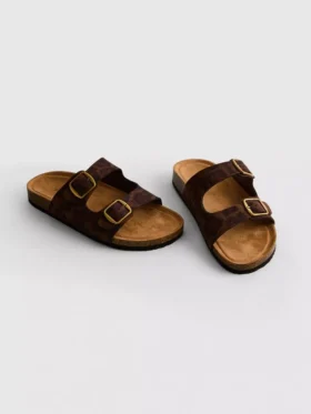 Leopard-print double-strap footbed sandals