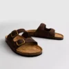 Leopard-print double-strap footbed sandals