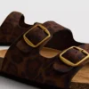 Leopard-print double-strap footbed sandals