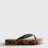 Leopard print flatform flip flops