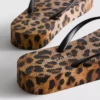 Leopard print flatform flip flops
