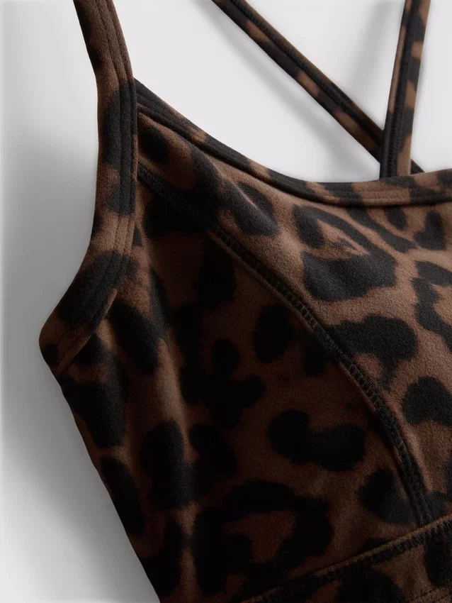 Leopard racerback active crop top