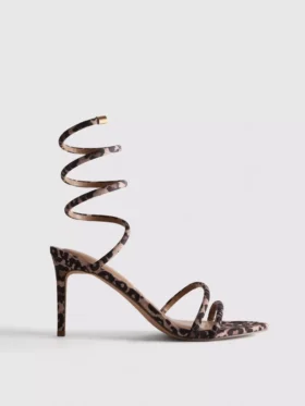 Leopard spiral heeled sandals