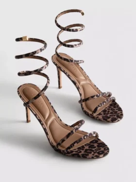 Leopard spiral heeled sandals