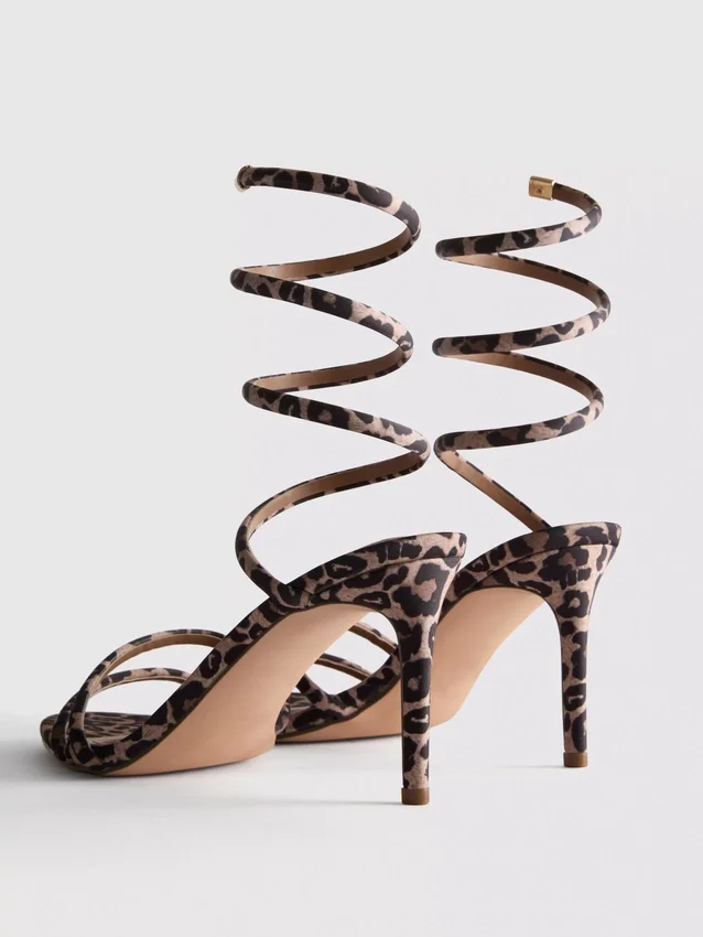 Leopard spiral heeled sandals