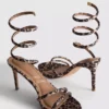 Leopard spiral heeled sandals
