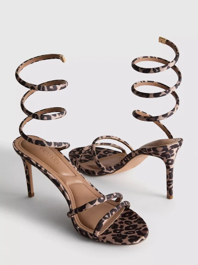 Leopard spiral heeled sandals