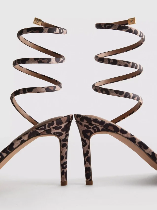 Leopard spiral heeled sandals