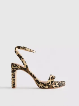 Leopard textured platform heels