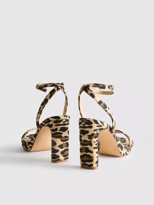 Leopard textured platform heels