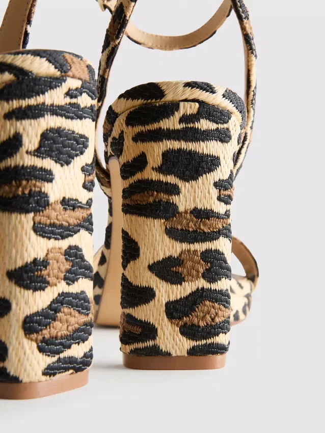 Leopard textured platform heels