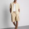 Linen-blend cargo shorts