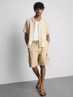 Linen-blend cargo shorts