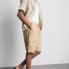 Linen-blend cargo shorts