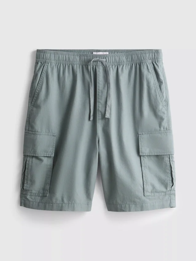 Linen-blend cargo shorts