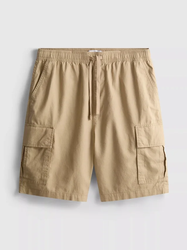 Linen-blend cargo shorts