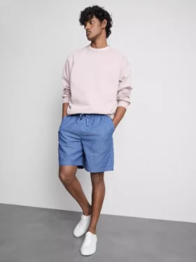 Linen blend drawstring shorts