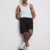 Linen blend drawstring shorts