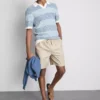 Linen blend drawstring shorts