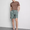 Linen blend drawstring shorts