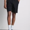 Linen blend drawstring shorts