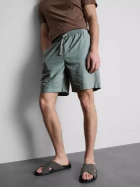 Linen blend drawstring shorts