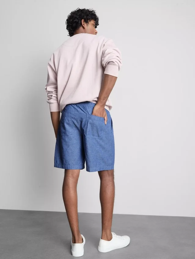 Linen blend drawstring shorts