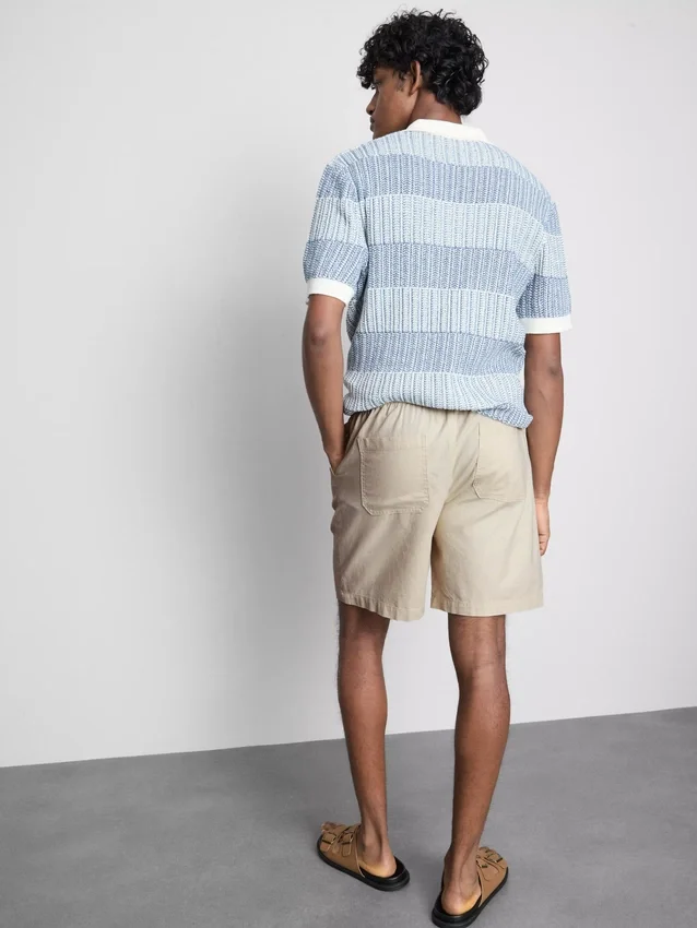Linen blend drawstring shorts