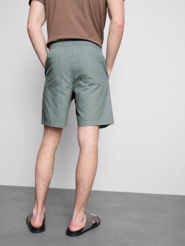 Linen blend drawstring shorts