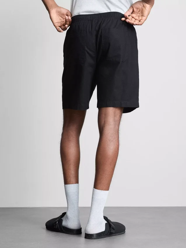 Linen blend drawstring shorts