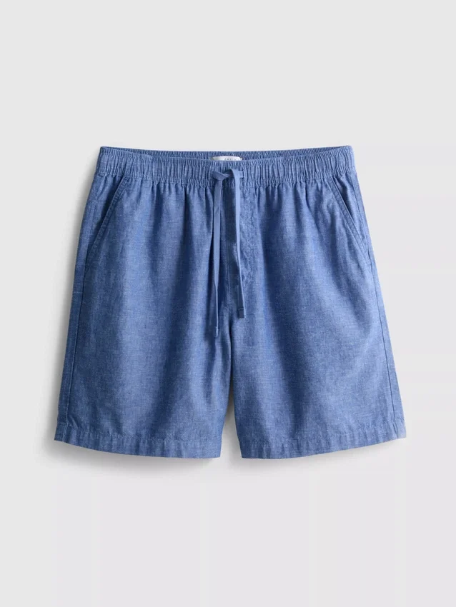 Linen blend drawstring shorts