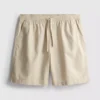 Linen blend drawstring shorts