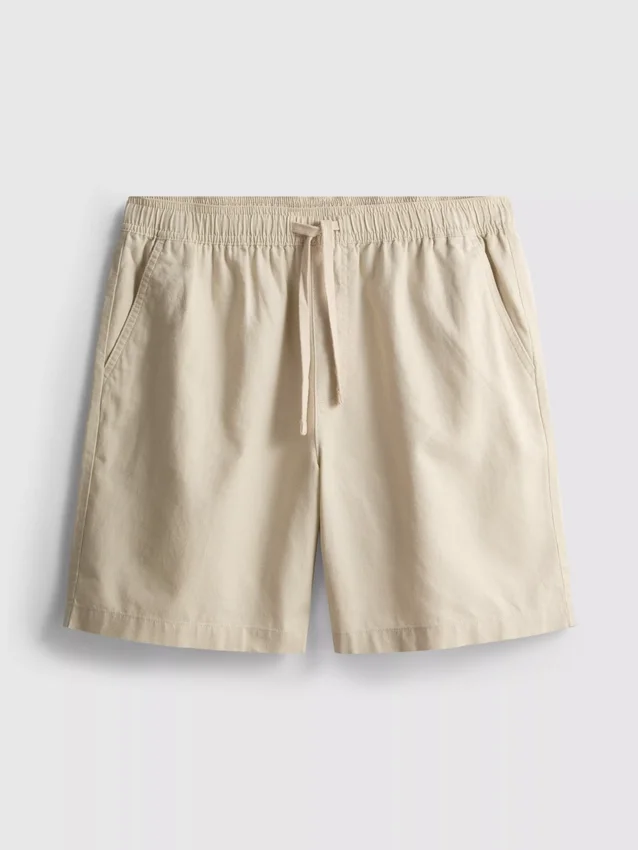 Linen blend drawstring shorts