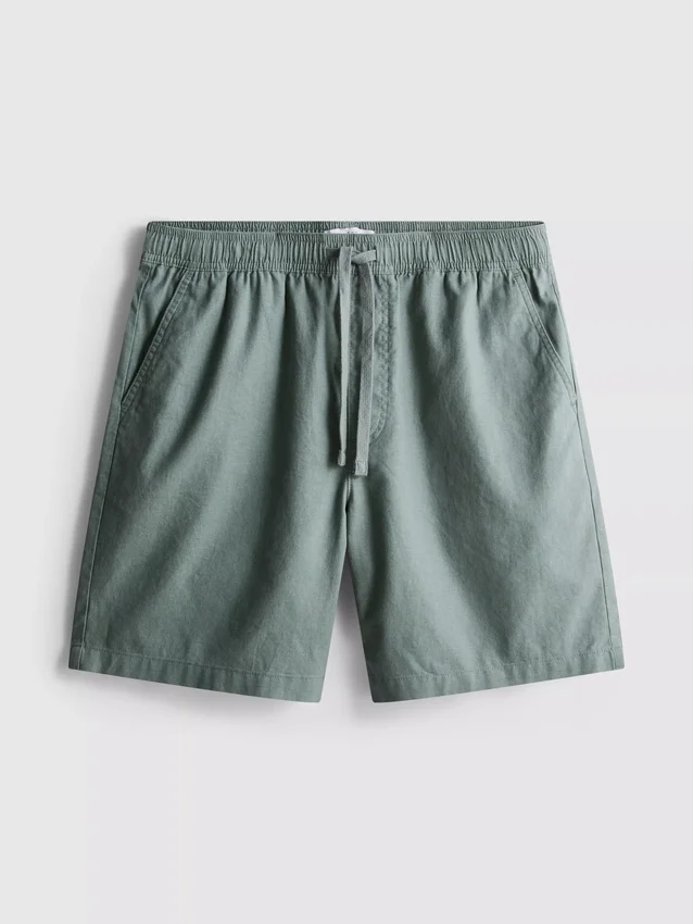 Linen blend drawstring shorts