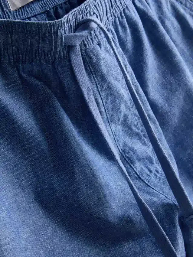 Linen blend drawstring shorts
