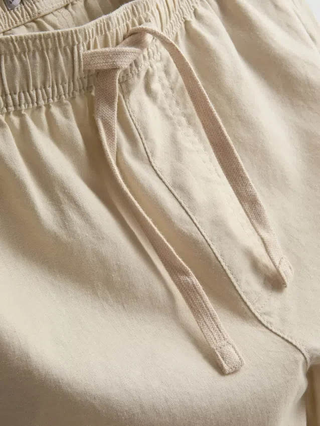 Linen blend drawstring shorts