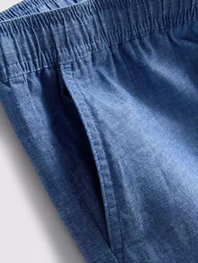 Linen blend drawstring shorts