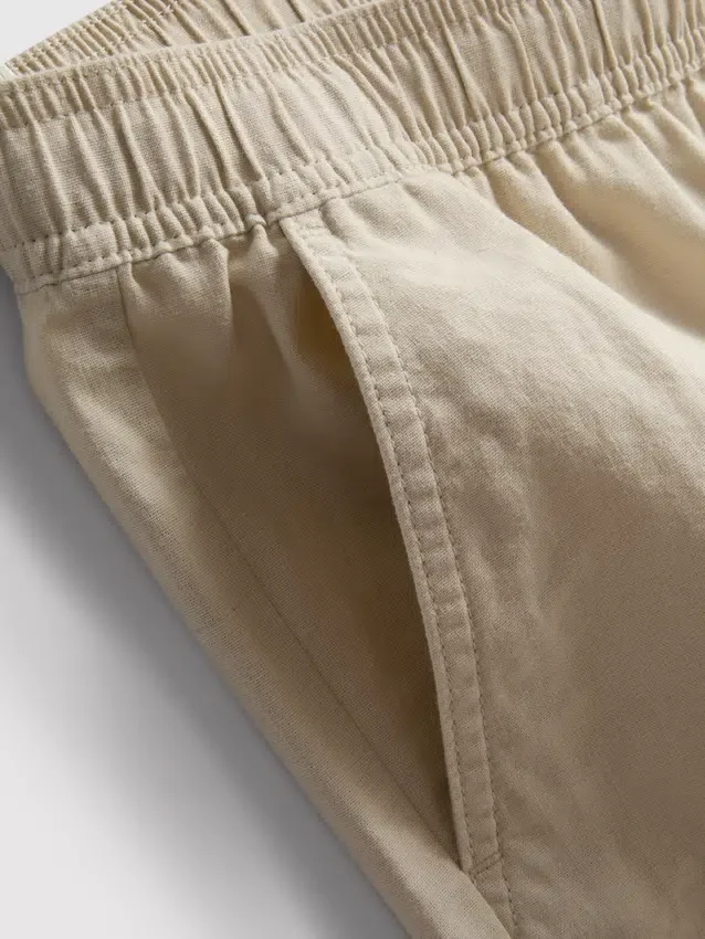 Linen blend drawstring shorts