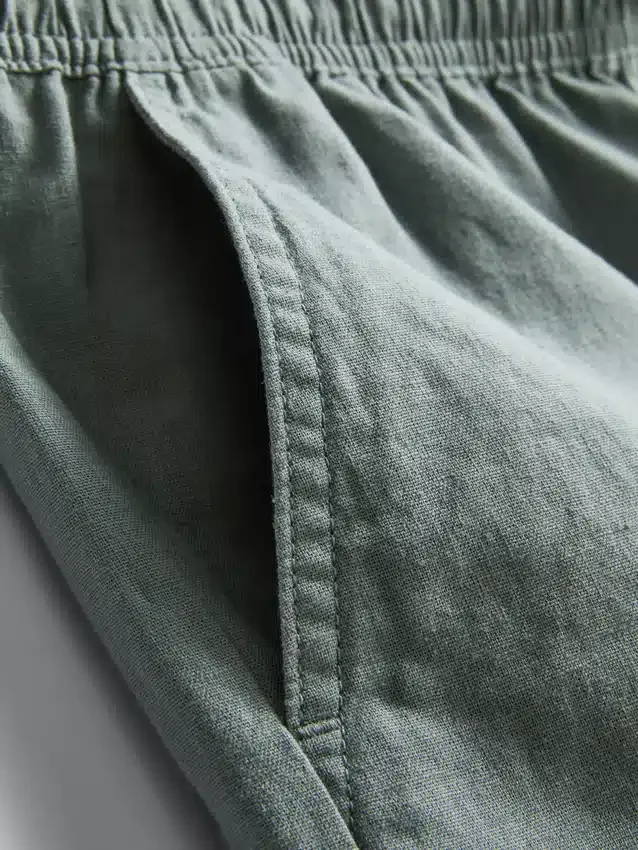 Linen blend drawstring shorts