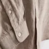 Linen-blend grandad collar shirt