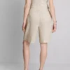 Linen-blend pleated bermuda shorts