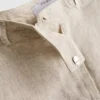 Linen-blend pleated bermuda shorts