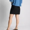 Linen blend pleated shorts