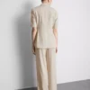 Linen-blend short-sleeve blazer