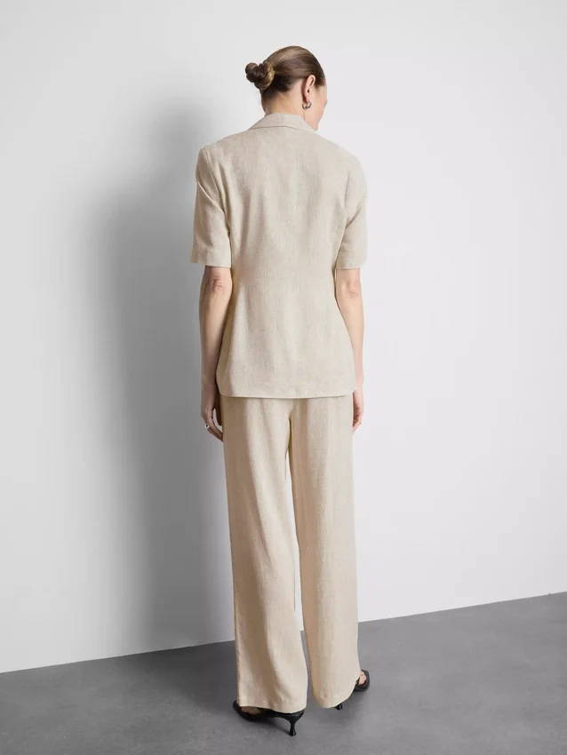 Linen-blend short-sleeve blazer