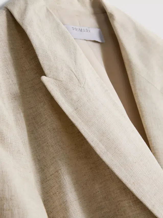 Linen-blend short-sleeve blazer