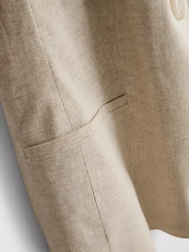 Linen-blend short-sleeve blazer