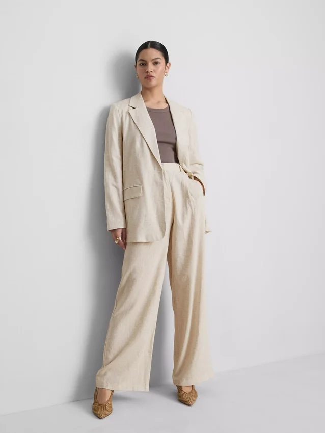 Linen-blend single-breasted blazer